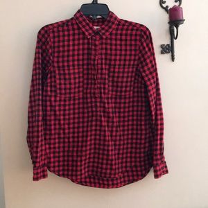 Red and black checkered button up